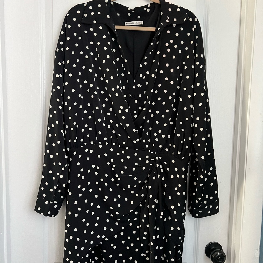 Black and White Polka Dot Wrap Dress